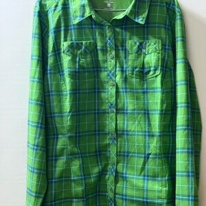 Mountain Hardwear Green and Blue Plaid Button-Down Shirt